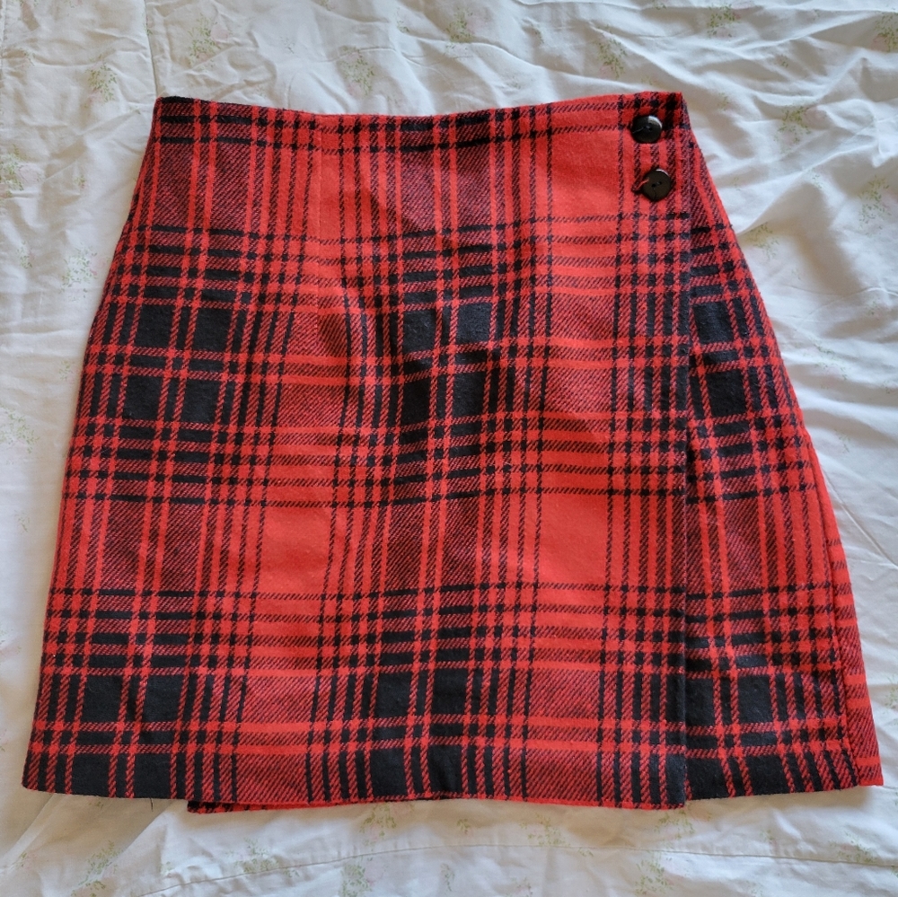 35th & 10th | 90s Vintage Wool Blend Plaid Wrap Skirt